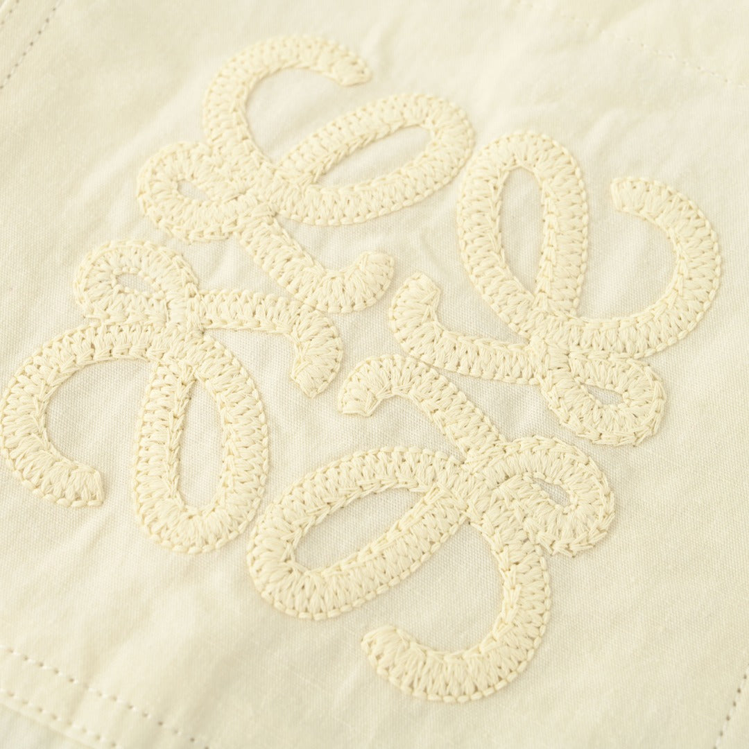 Anagram Textured Shirt Ivory Beige