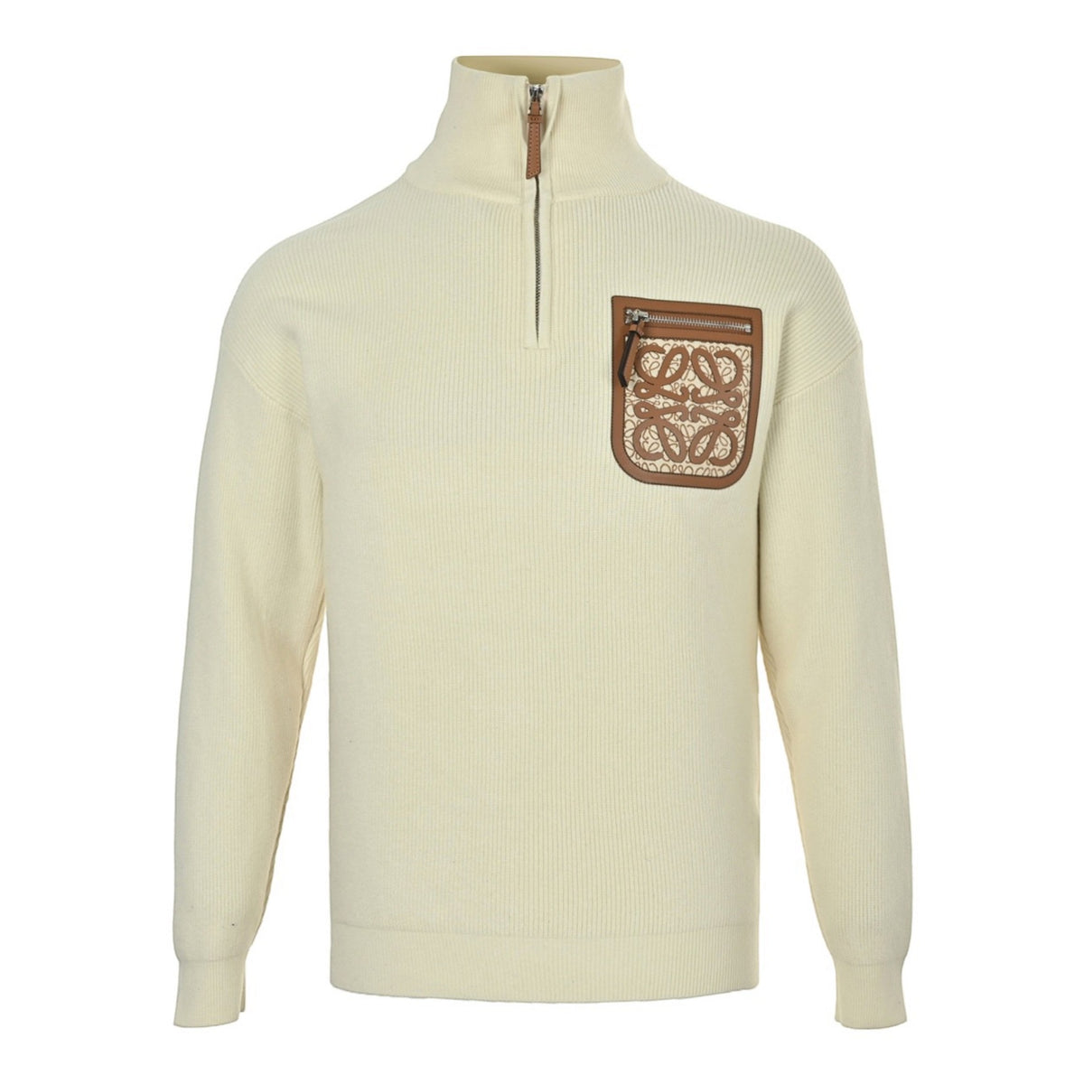 Anagram Pocket Quarter-Zip Cream / Beige