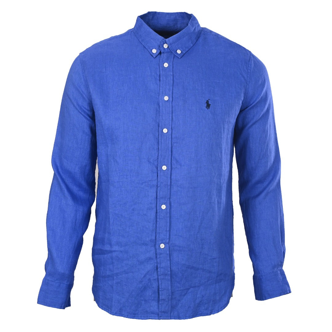 Linen Button-Down Shirt Iris Blue