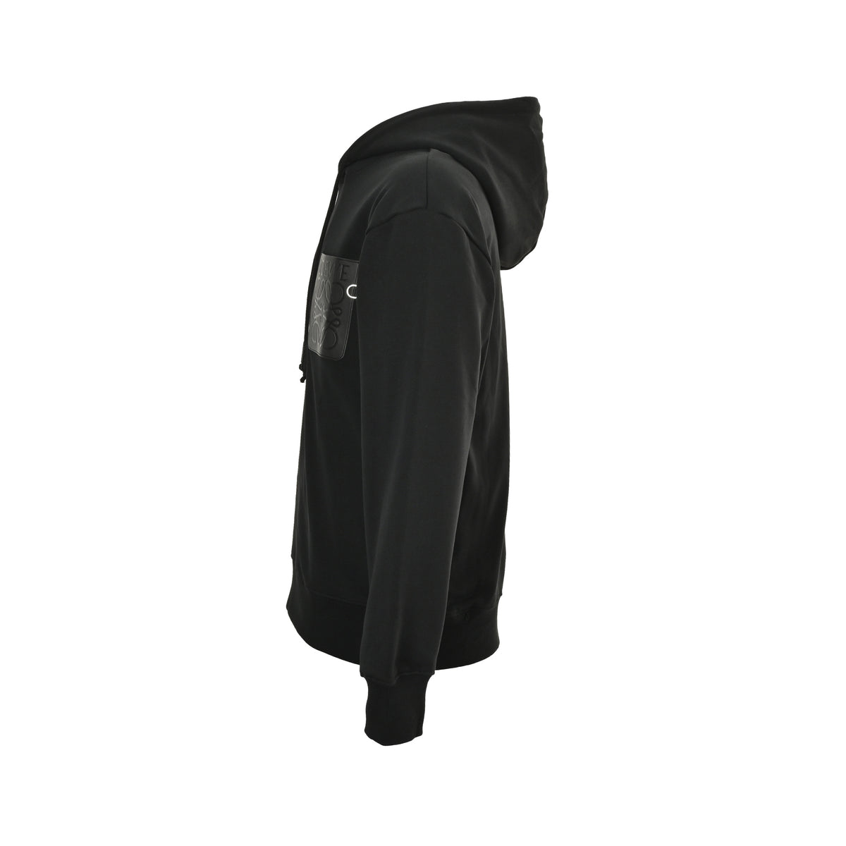 Anagram Leather-Patch Hoodie Black