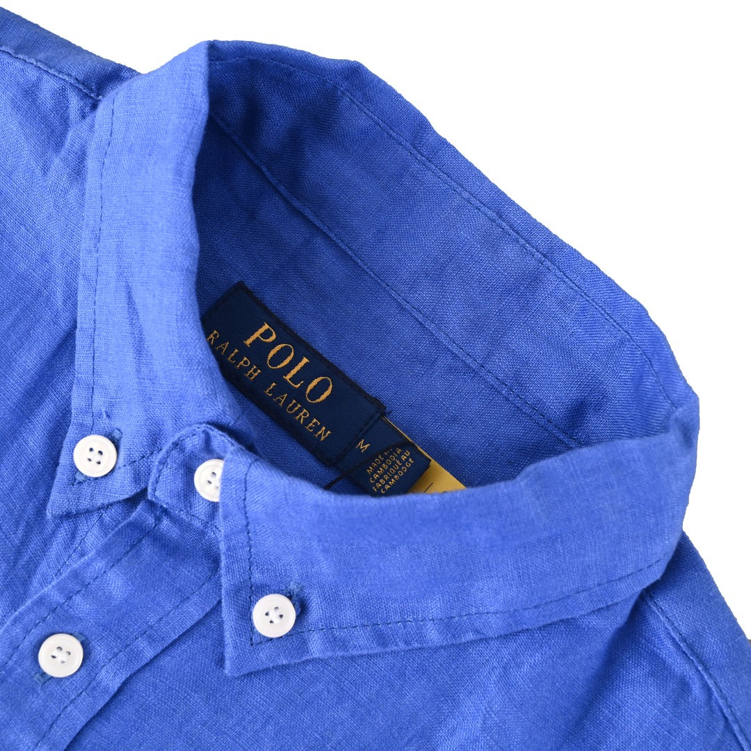 Linen Button-Down Shirt Iris Blue