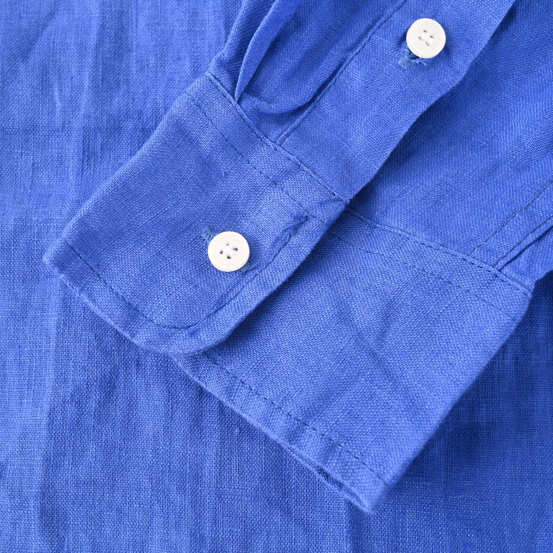 Linen Button-Down Shirt Iris Blue
