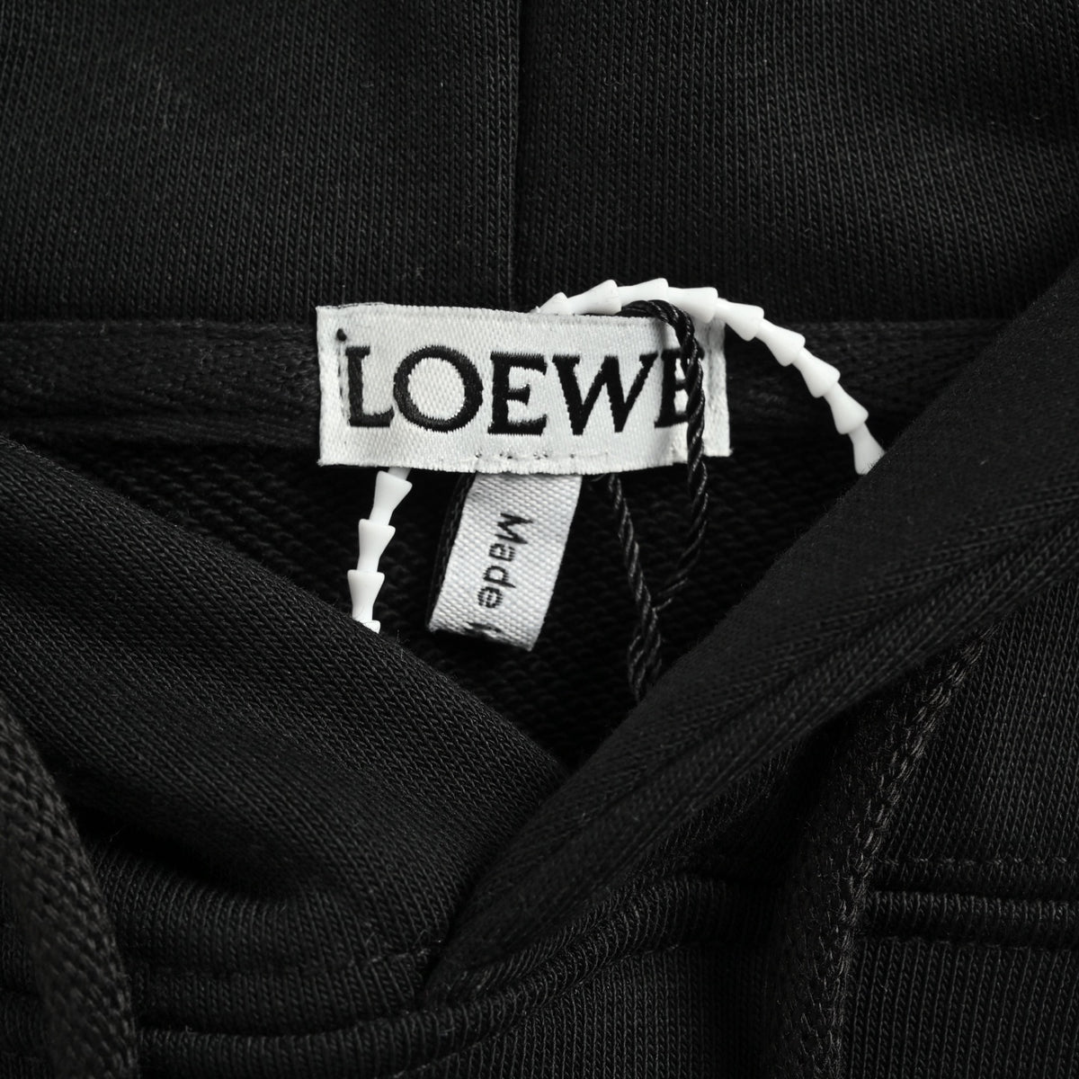 Anagram Leather-Patch Hoodie Black