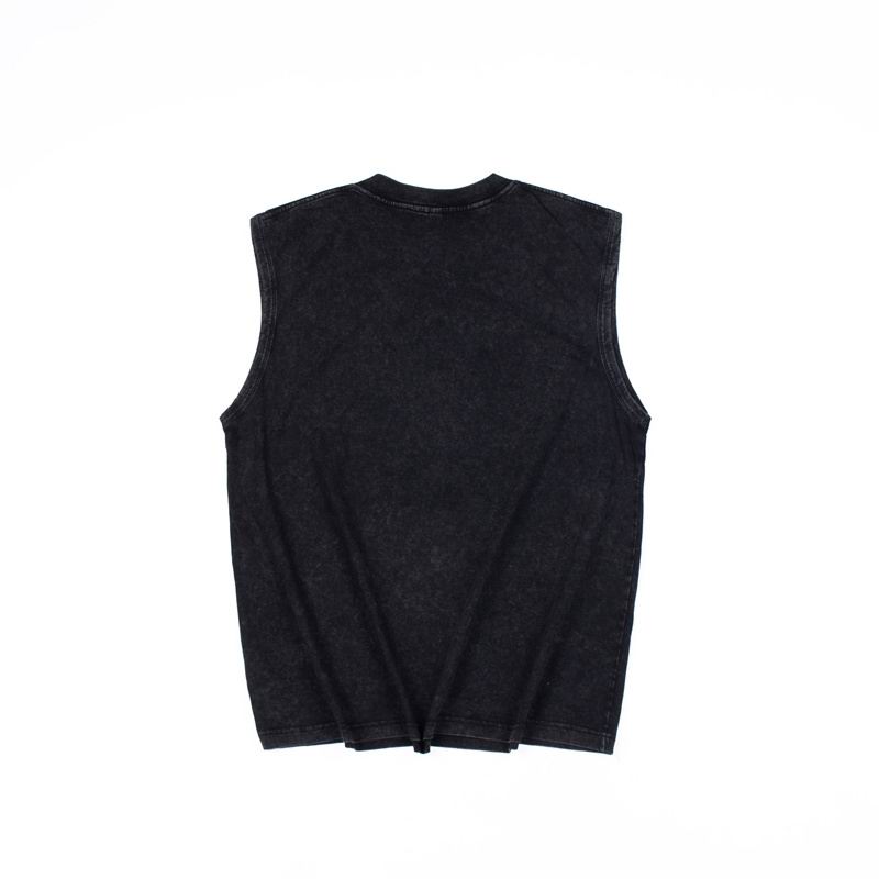 Gothic Cross Graphic Vest Washed Black