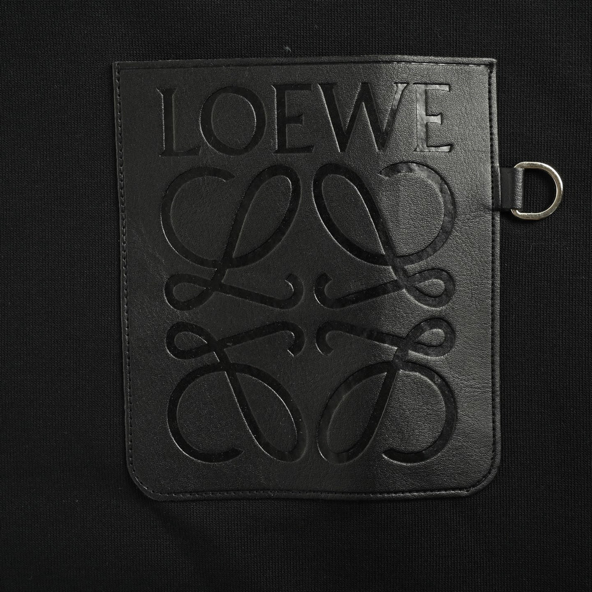 Anagram Leather-Patch Hoodie Black