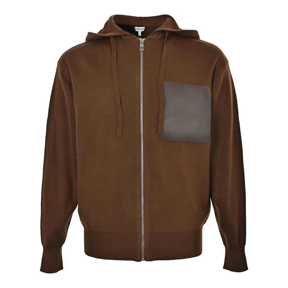 Anagram Leather-Pocket Zip-Up Brown