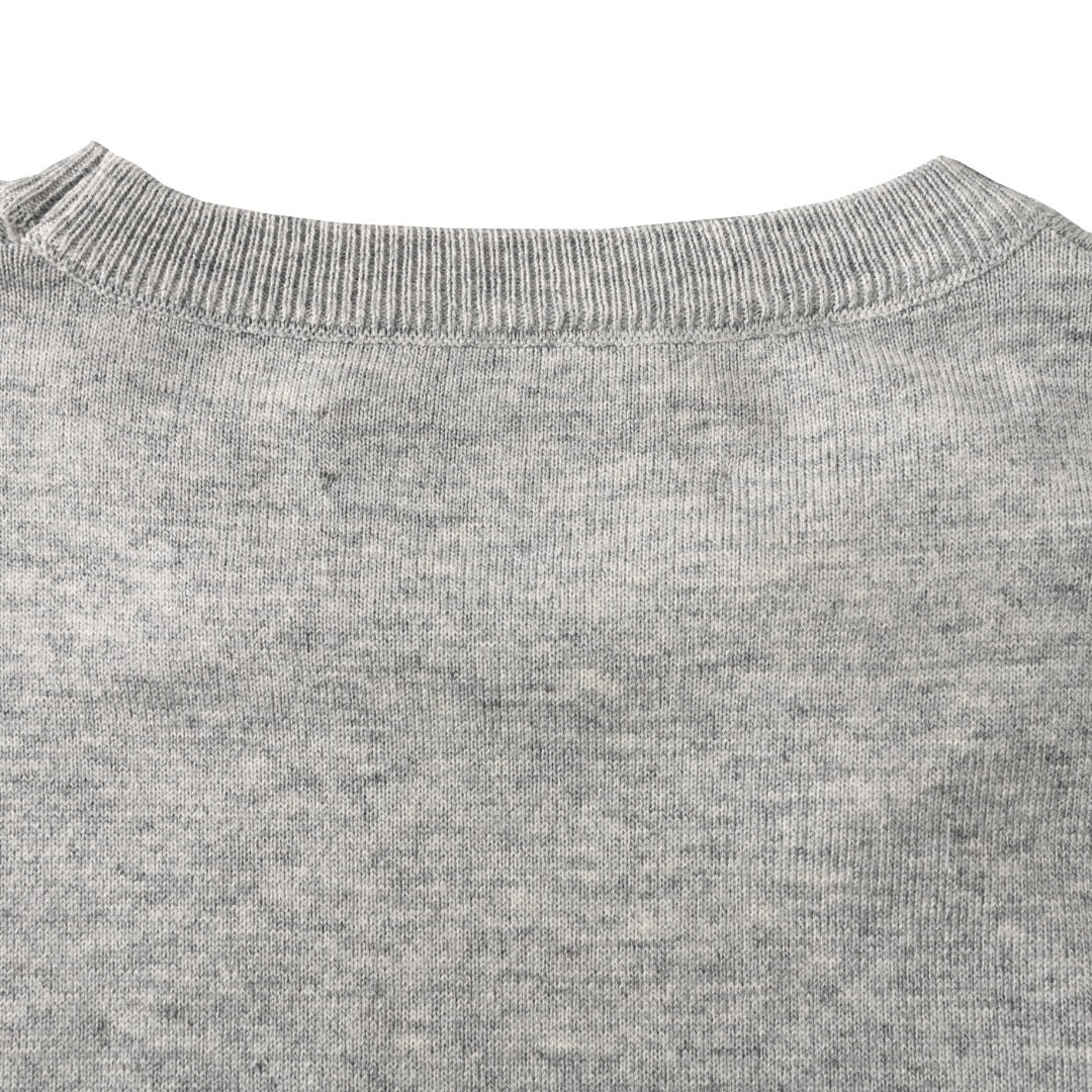 Logo Sleeve Cashmere Sweater Grey