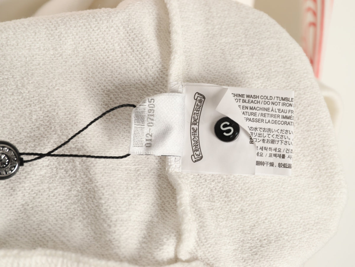 Pink Horseshoe Floral Sleeve Pullover Hoodie White
