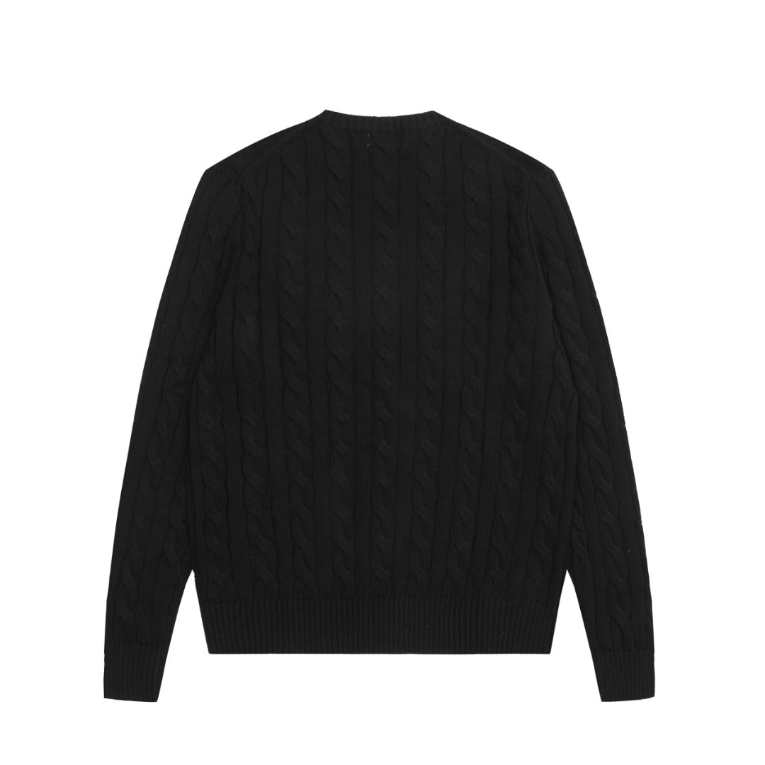 Cable-Knit Crewneck Sweater Black
