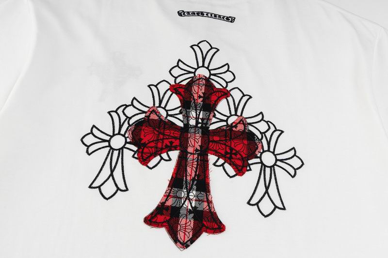 Plaid Sleeve Cross Graphic White