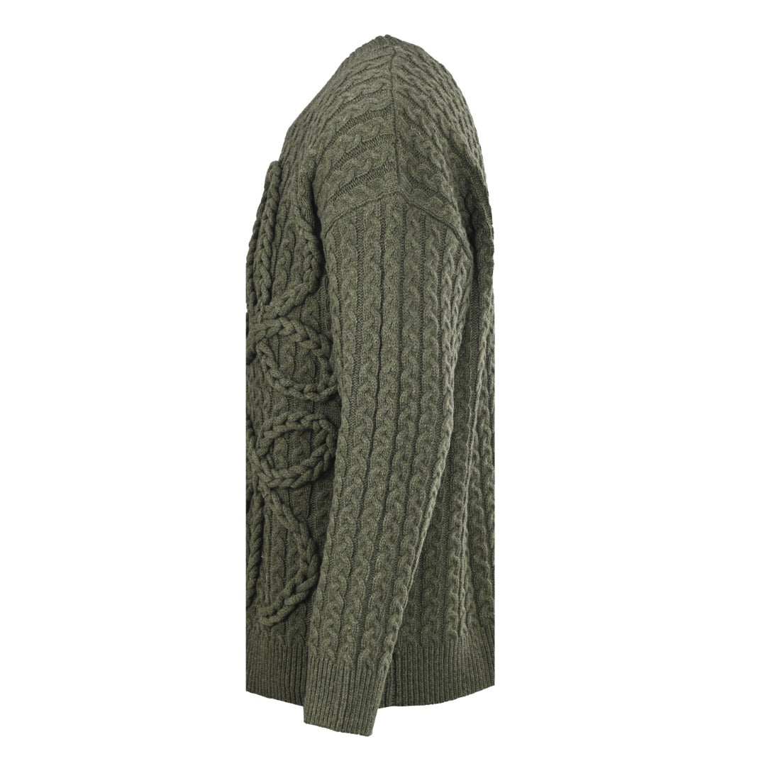 Cable-Knitted Anagram Khaki Green