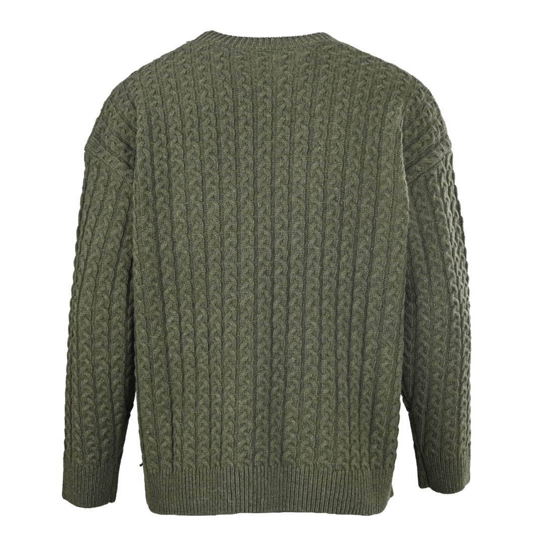 Cable-Knitted Anagram Khaki Green