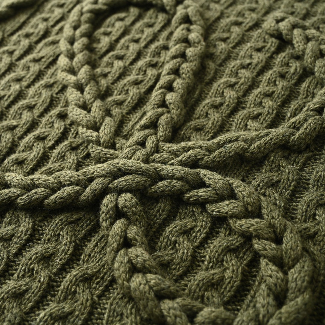 Cable-Knitted Anagram Khaki Green