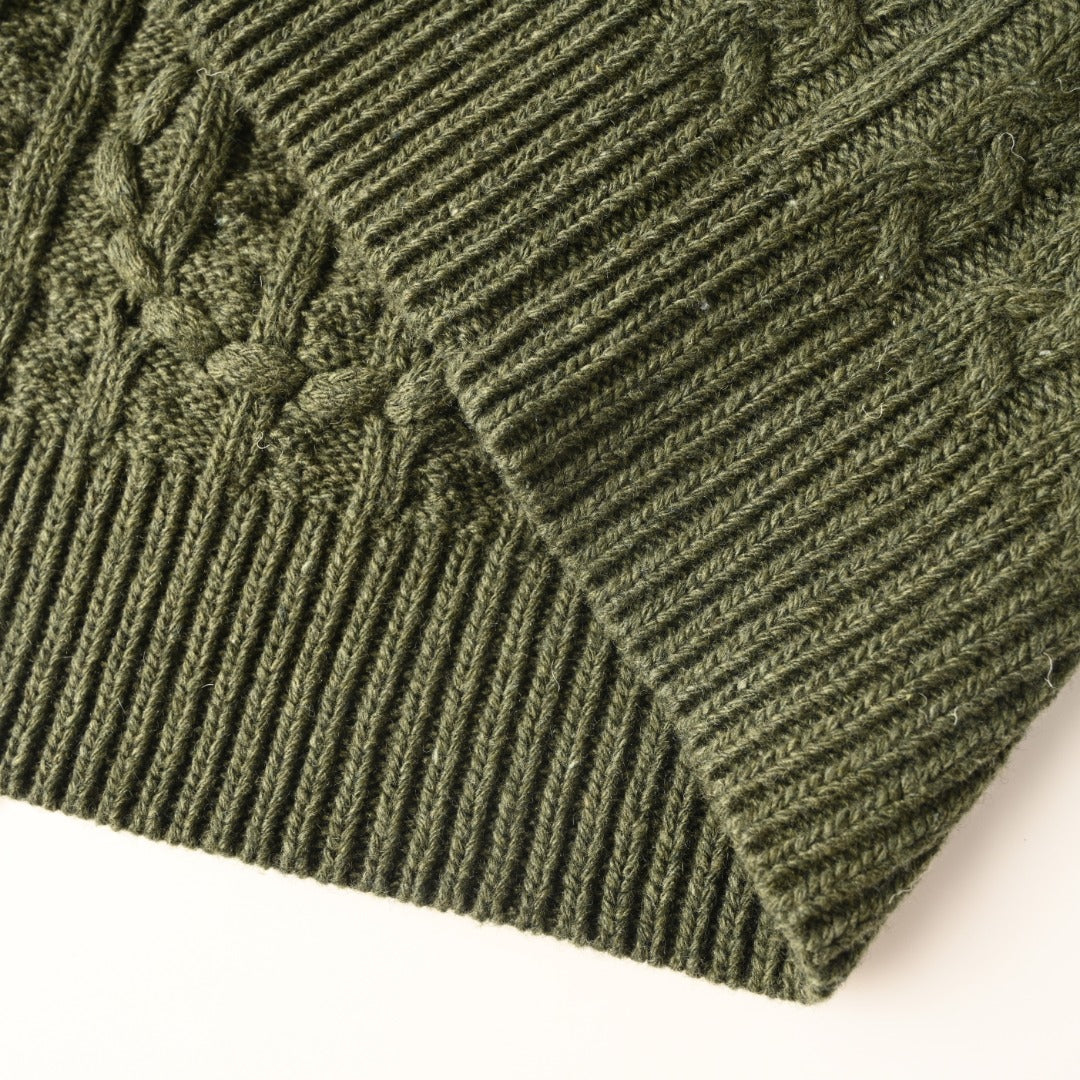 Cable-Knitted Anagram Khaki Green