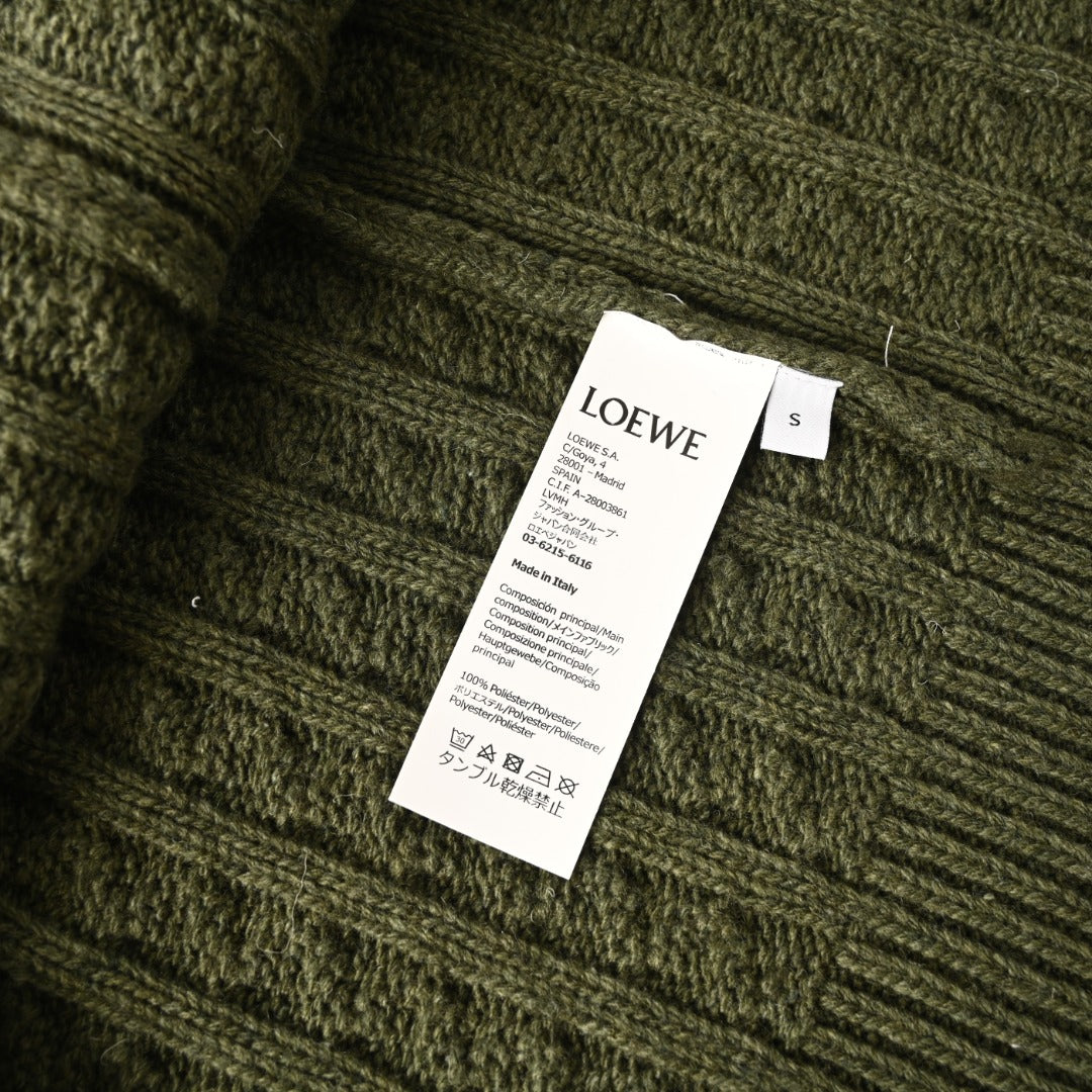 Cable-Knitted Anagram Khaki Green