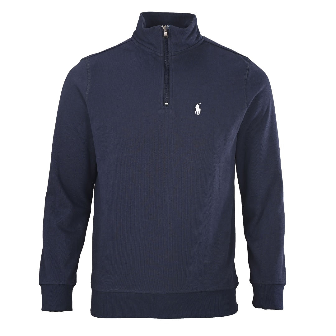 Double-Knit Quarter-Zip Pullover Navy Blue