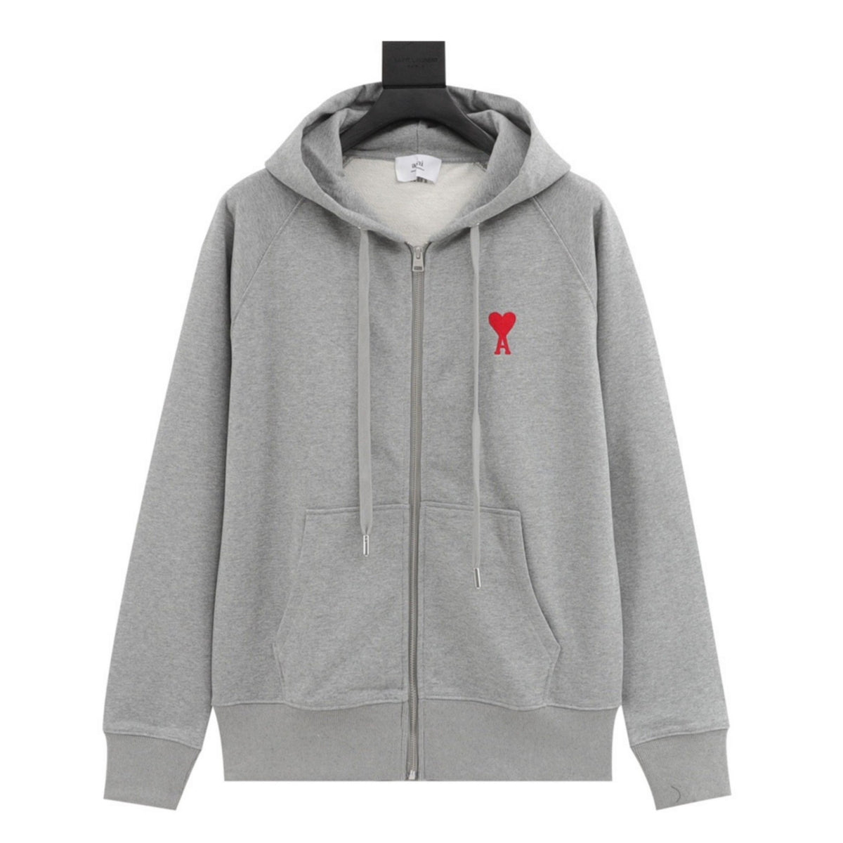 Ami de Coeur Red Heart Zip-Up Grey