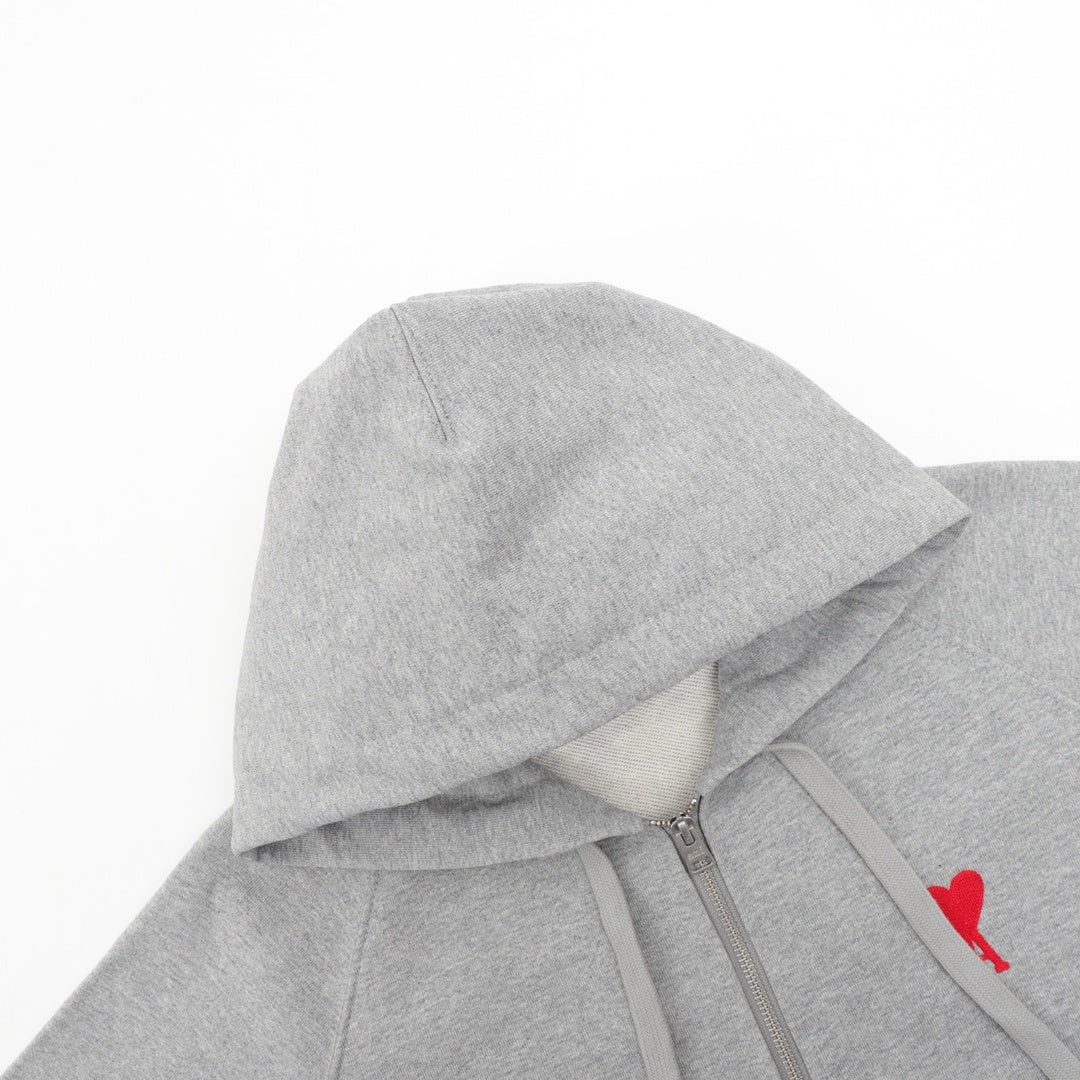 Ami de Coeur Red Heart Zip-Up Grey