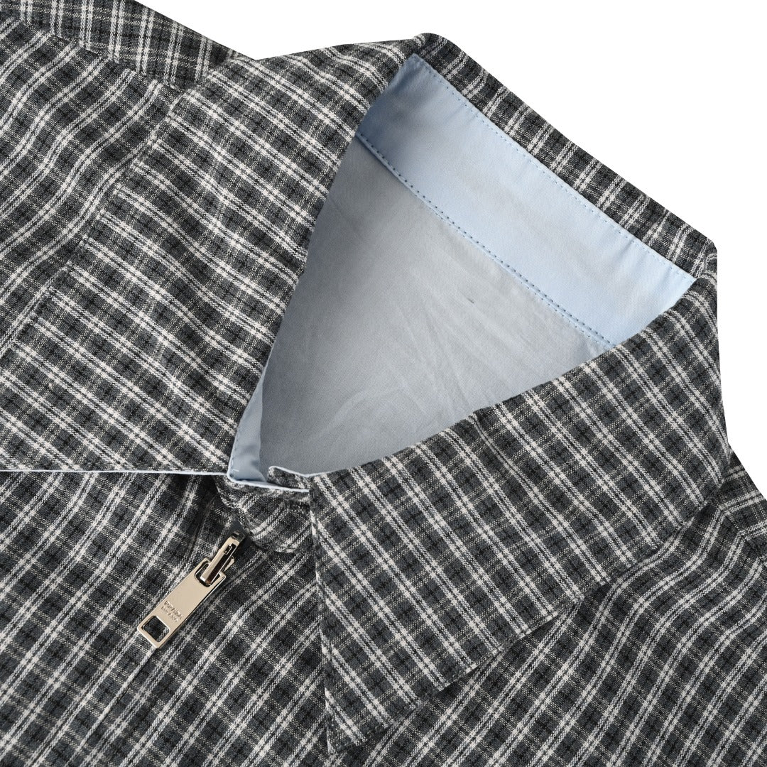 Reversible Checked Poplin Iron Grey