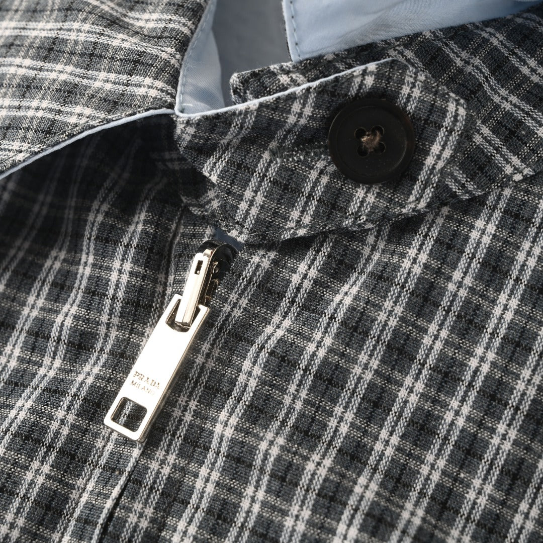 Reversible Checked Poplin Iron Grey