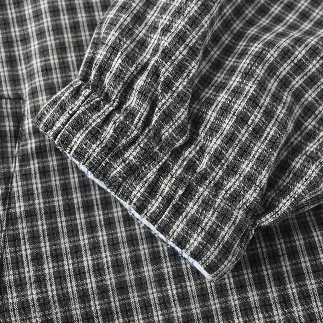 Reversible Checked Poplin Iron Grey