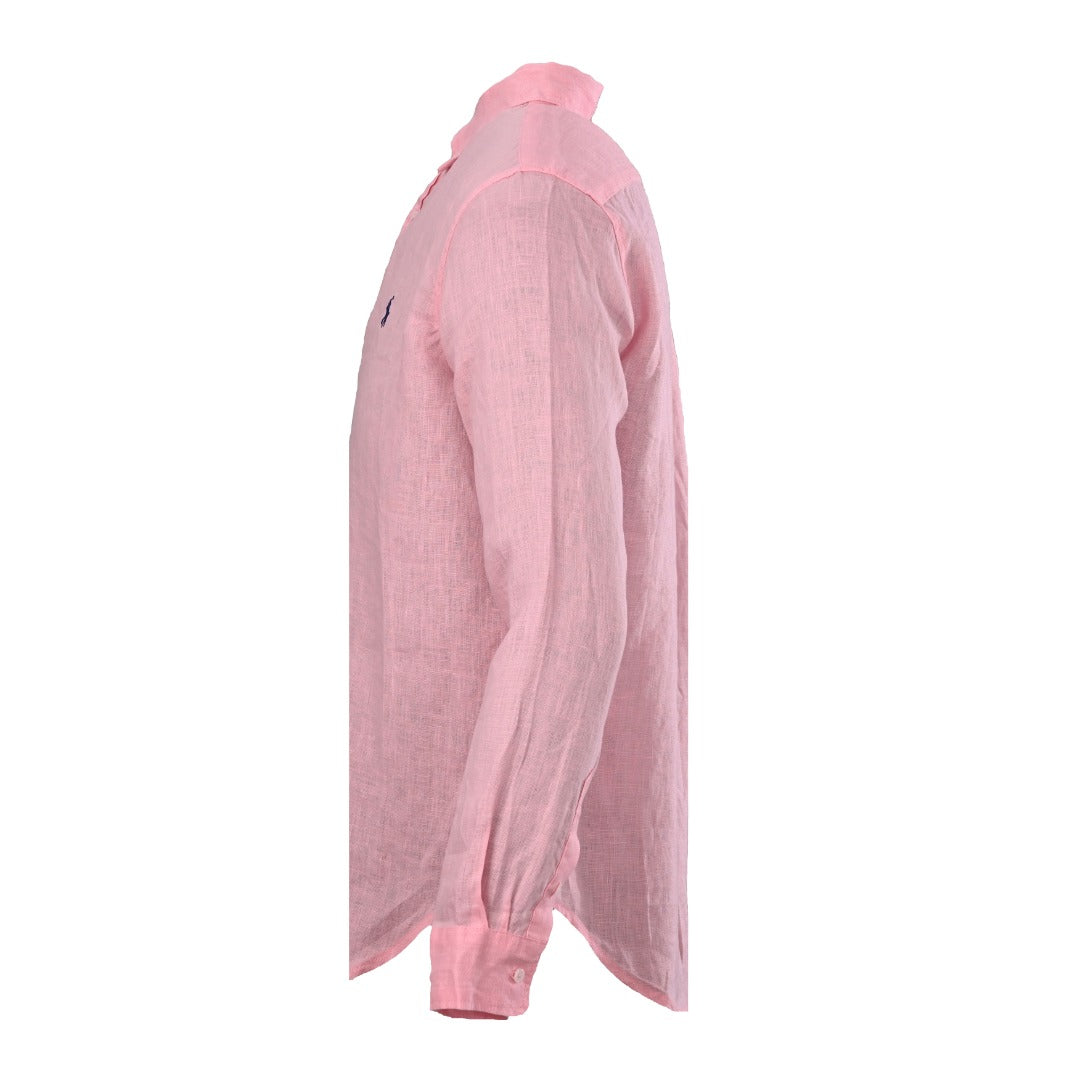 Linen Button-Down Shirt Light Pink