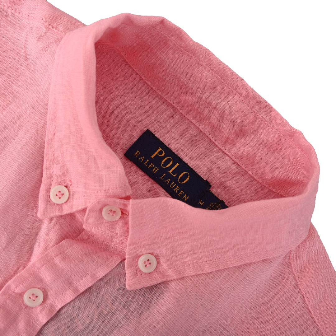 Linen Button-Down Shirt Light Pink