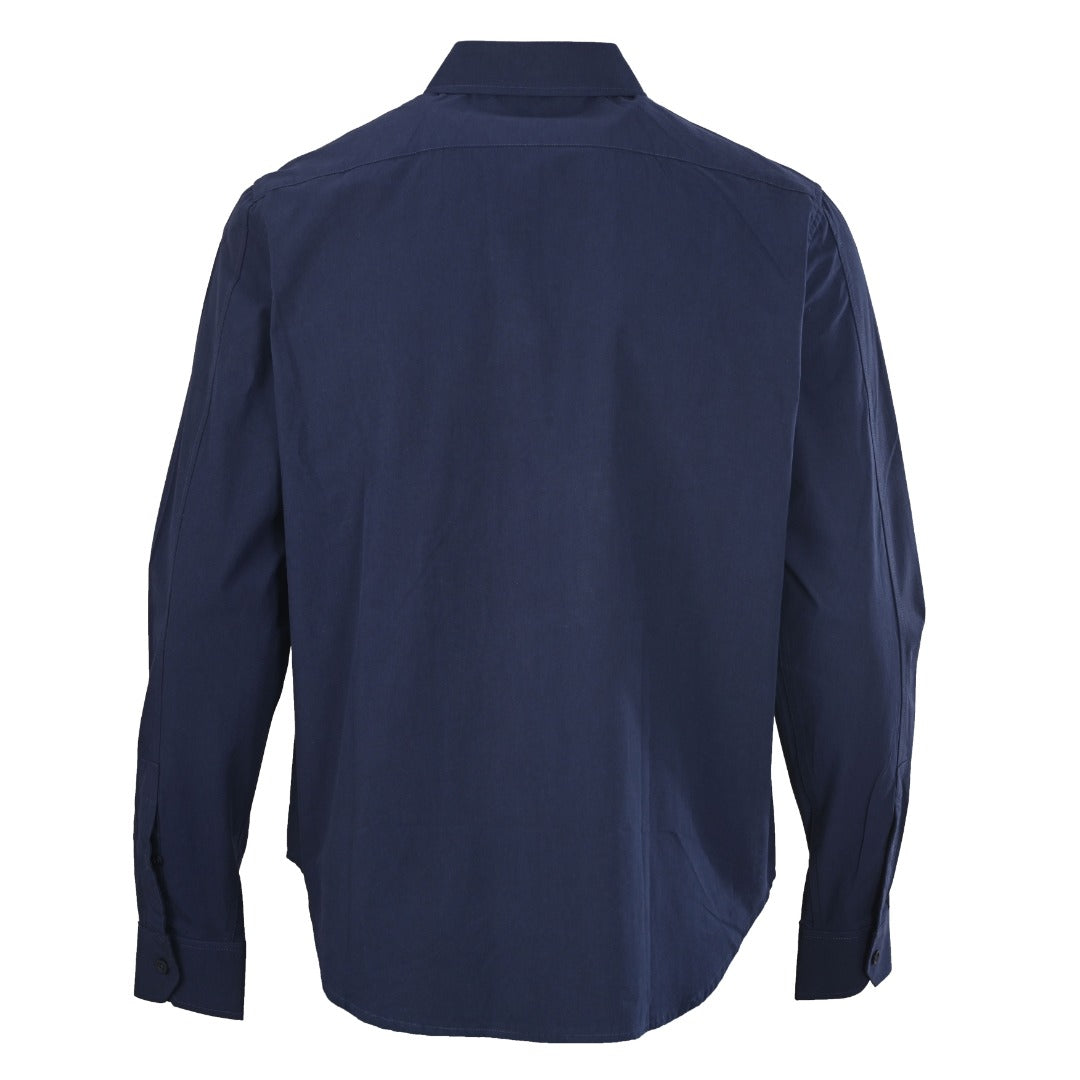 Anagram-Embroidered Poplin Navy Blue