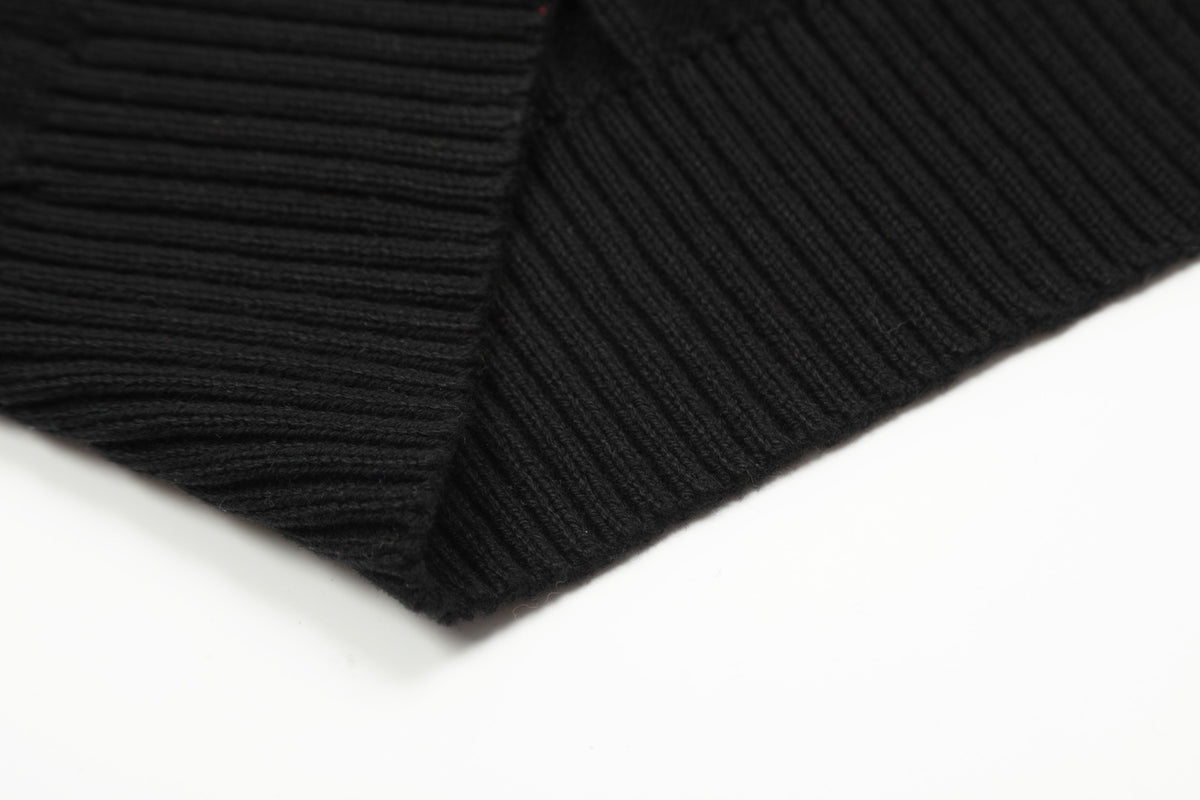 Cable-Knit Crewneck Sweater Black