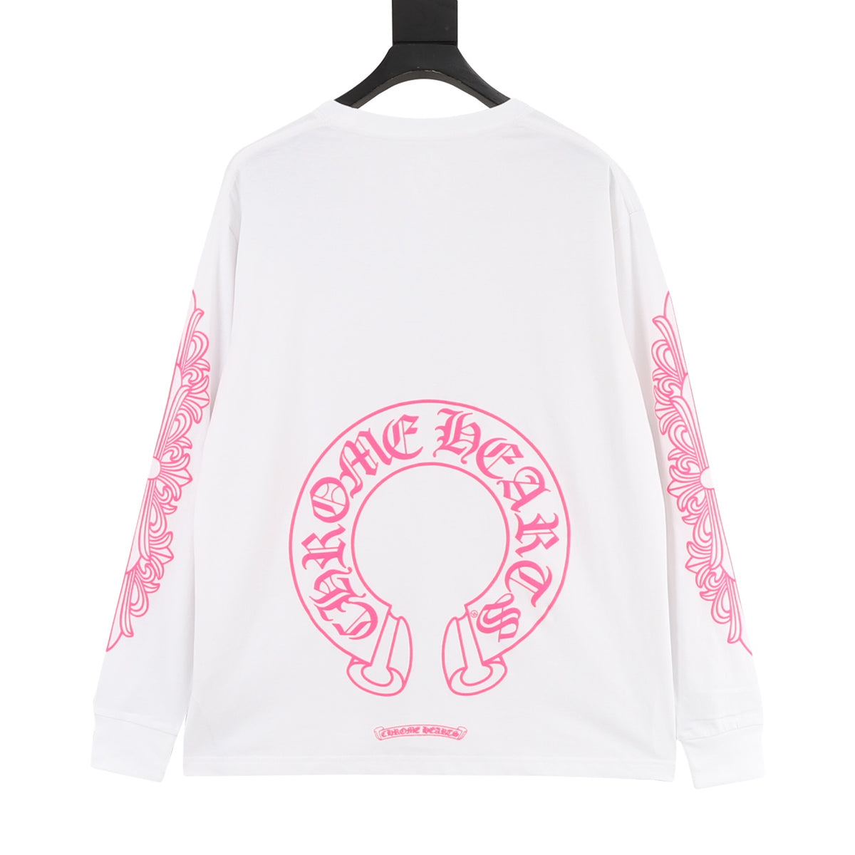 Horseshoe Motif Long Sleeve T-Shirt White & Pink