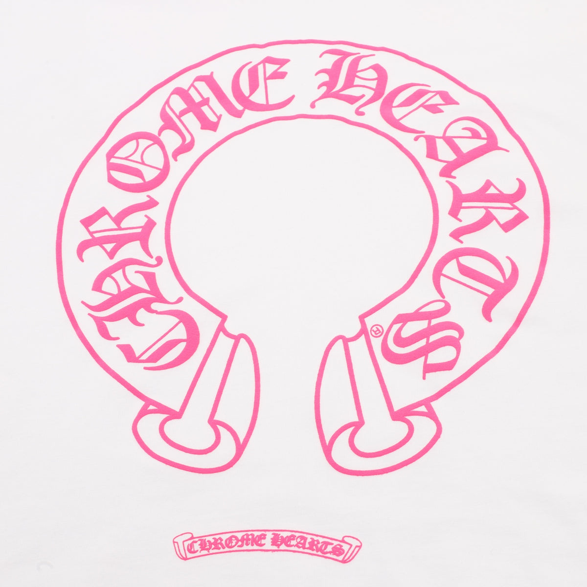 Horseshoe Motif Long Sleeve T-Shirt White & Pink