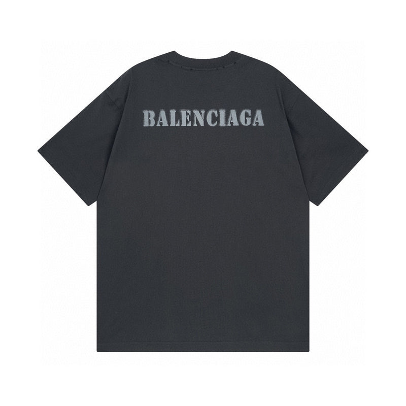 Stencil Type T-Shirt Stained Black