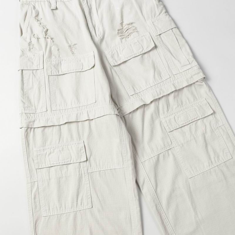 Convertible Distressed Cargo Trousers Light Beige