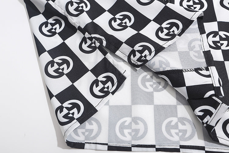 Interlocking G Checkerboard Print