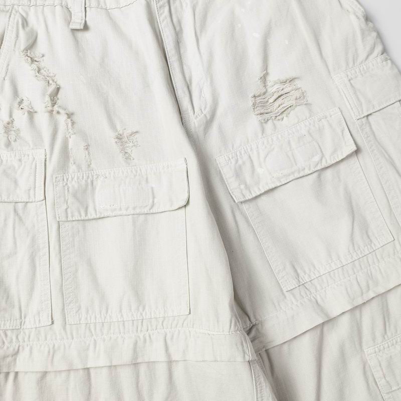 Convertible Distressed Cargo Trousers Light Beige