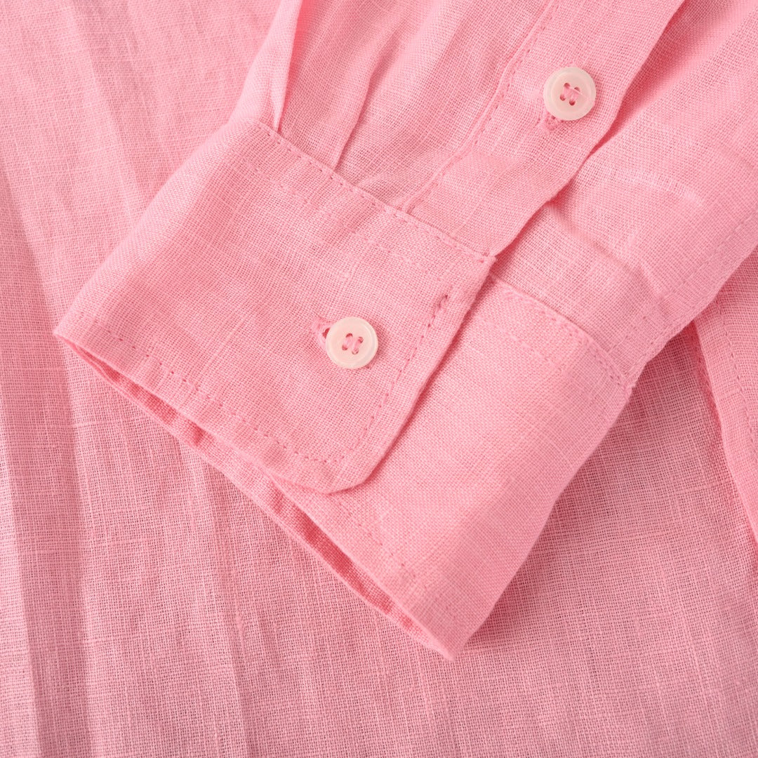 Linen Button-Down Shirt Light Pink
