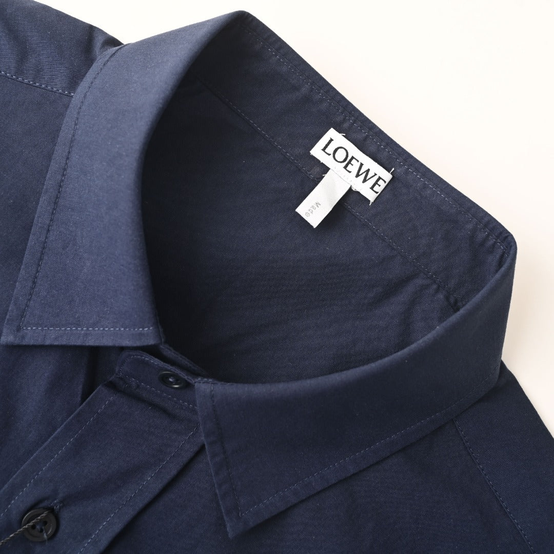 Anagram-Embroidered Poplin Navy Blue