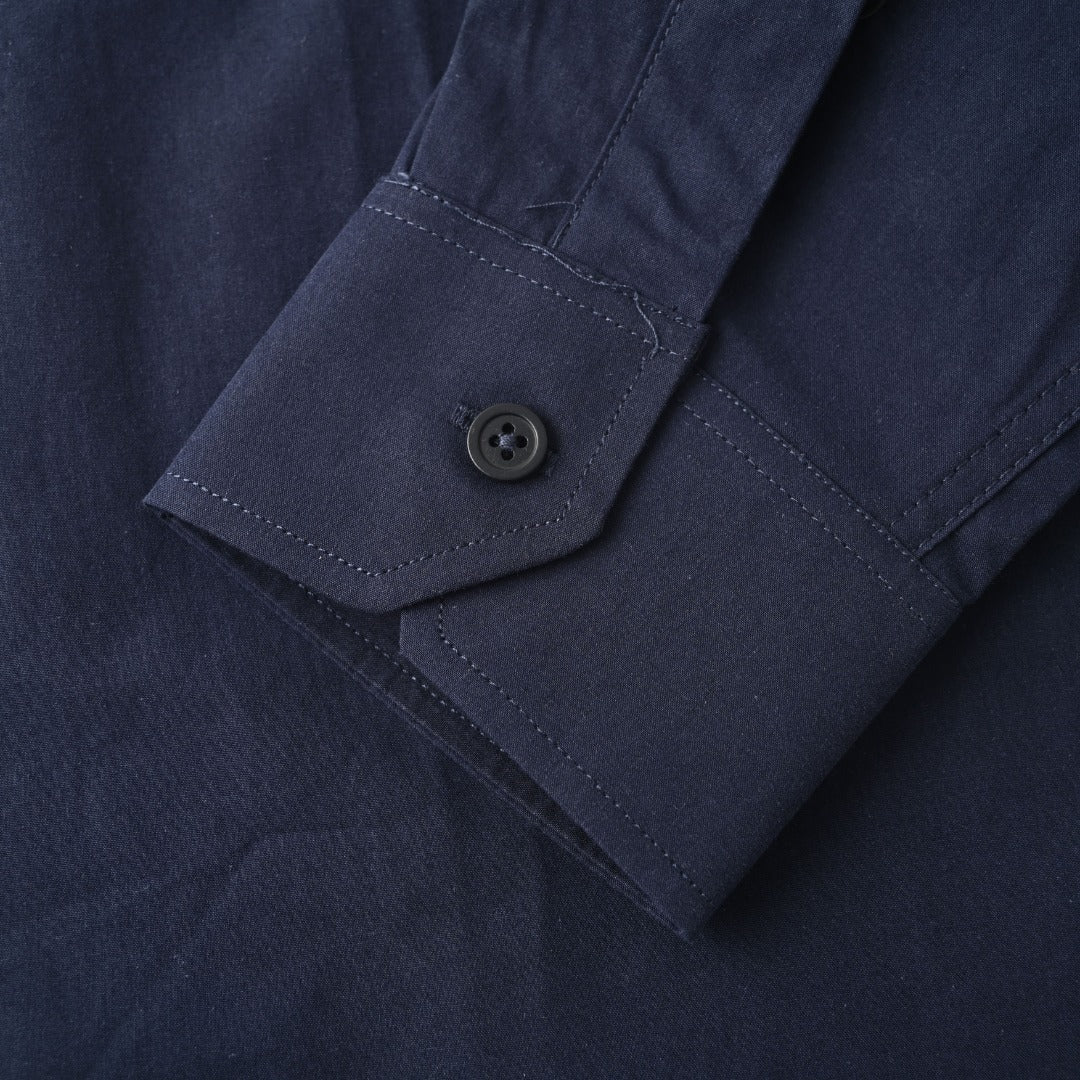 Anagram-Embroidered Poplin Navy Blue