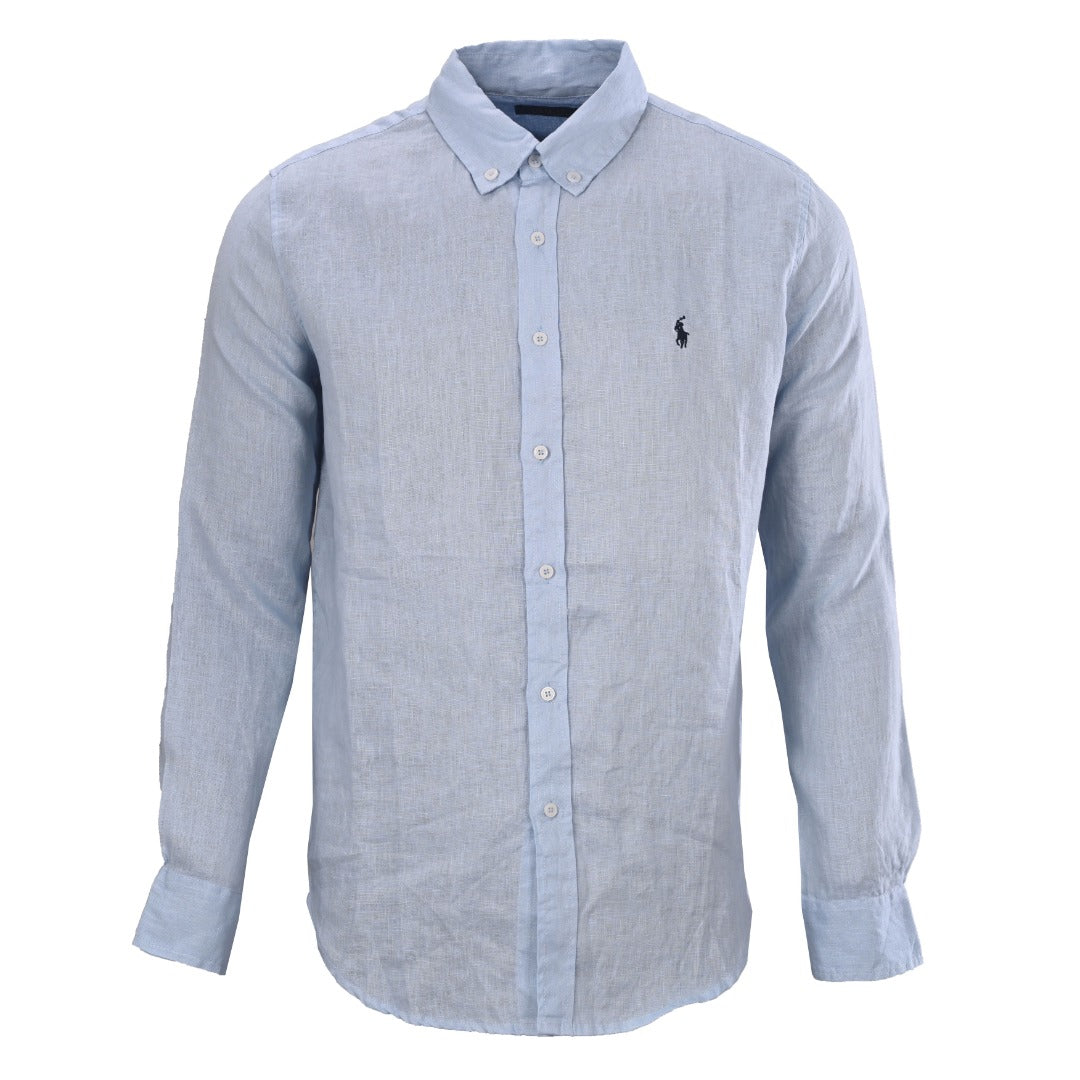 Linen Button-Down Shirt Light Blue