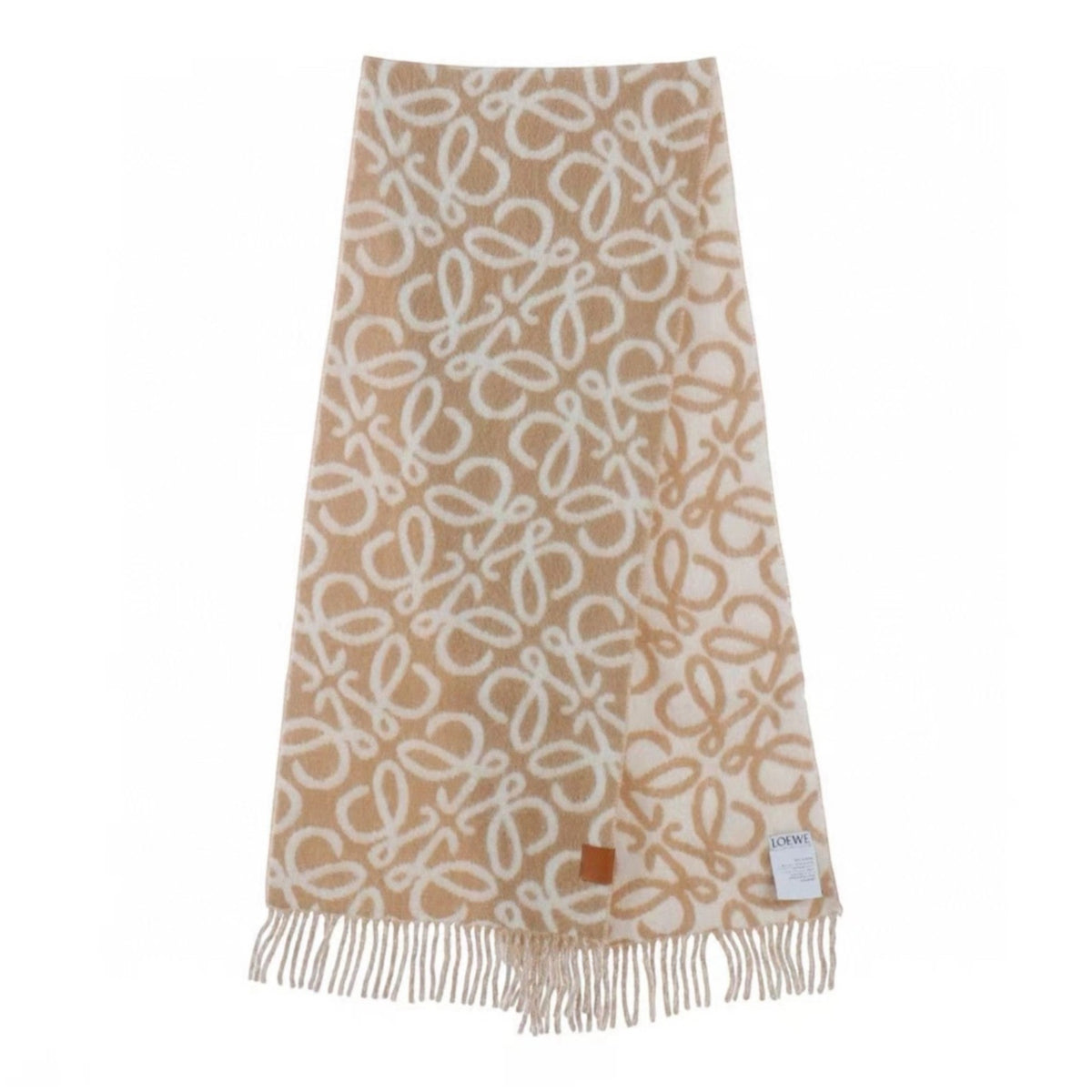 Anagram Jacquard Fringe Beige White