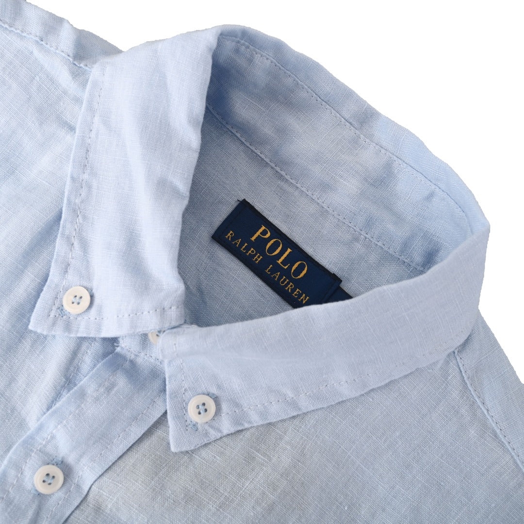 Linen Button-Down Shirt Light Blue