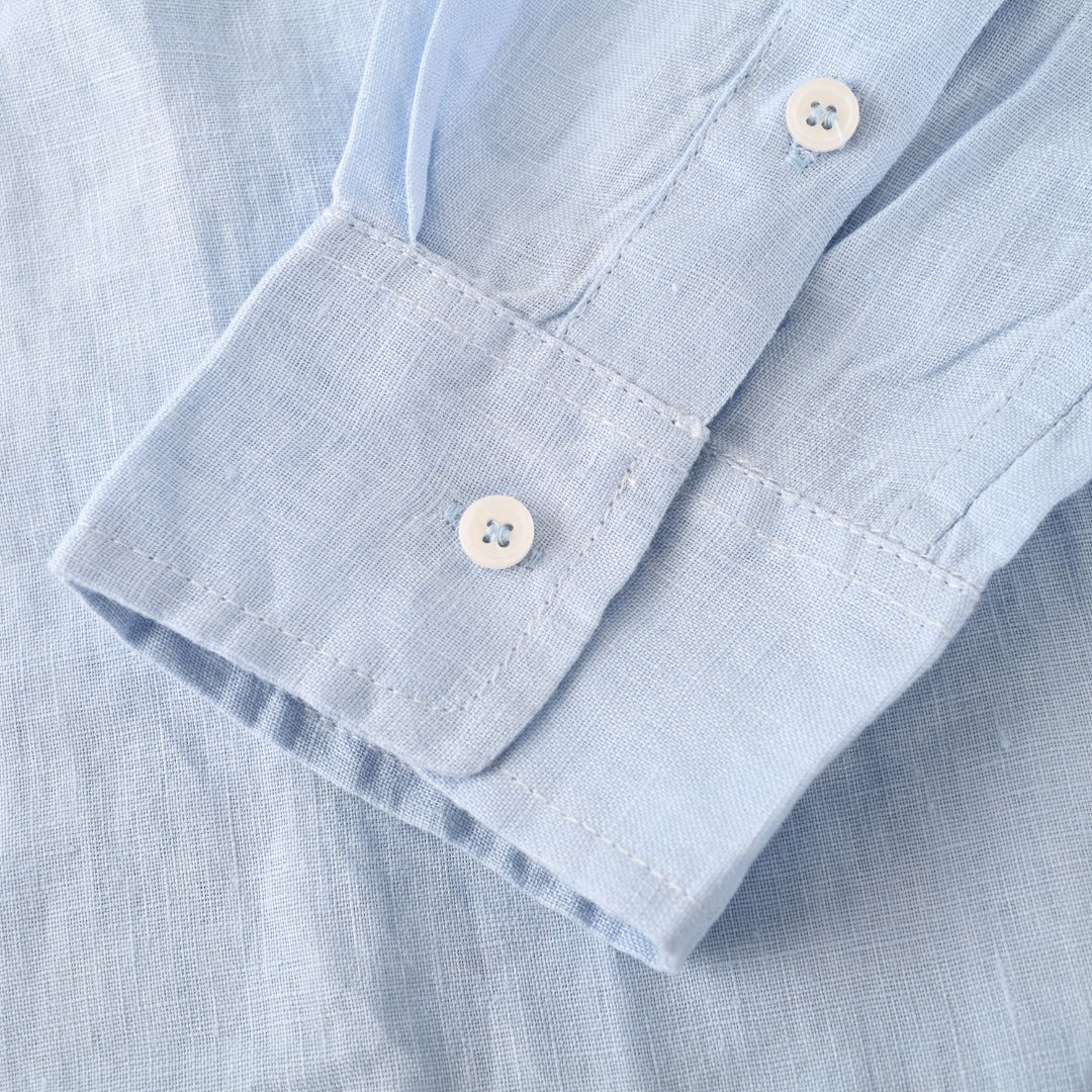 Linen Button-Down Shirt Light Blue