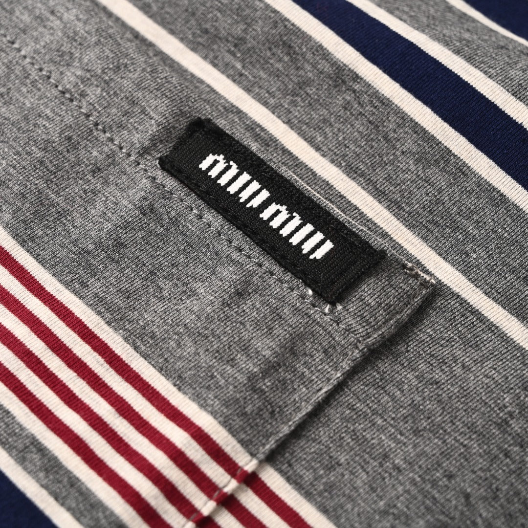 Striped Pocket Grey, Navy & Red