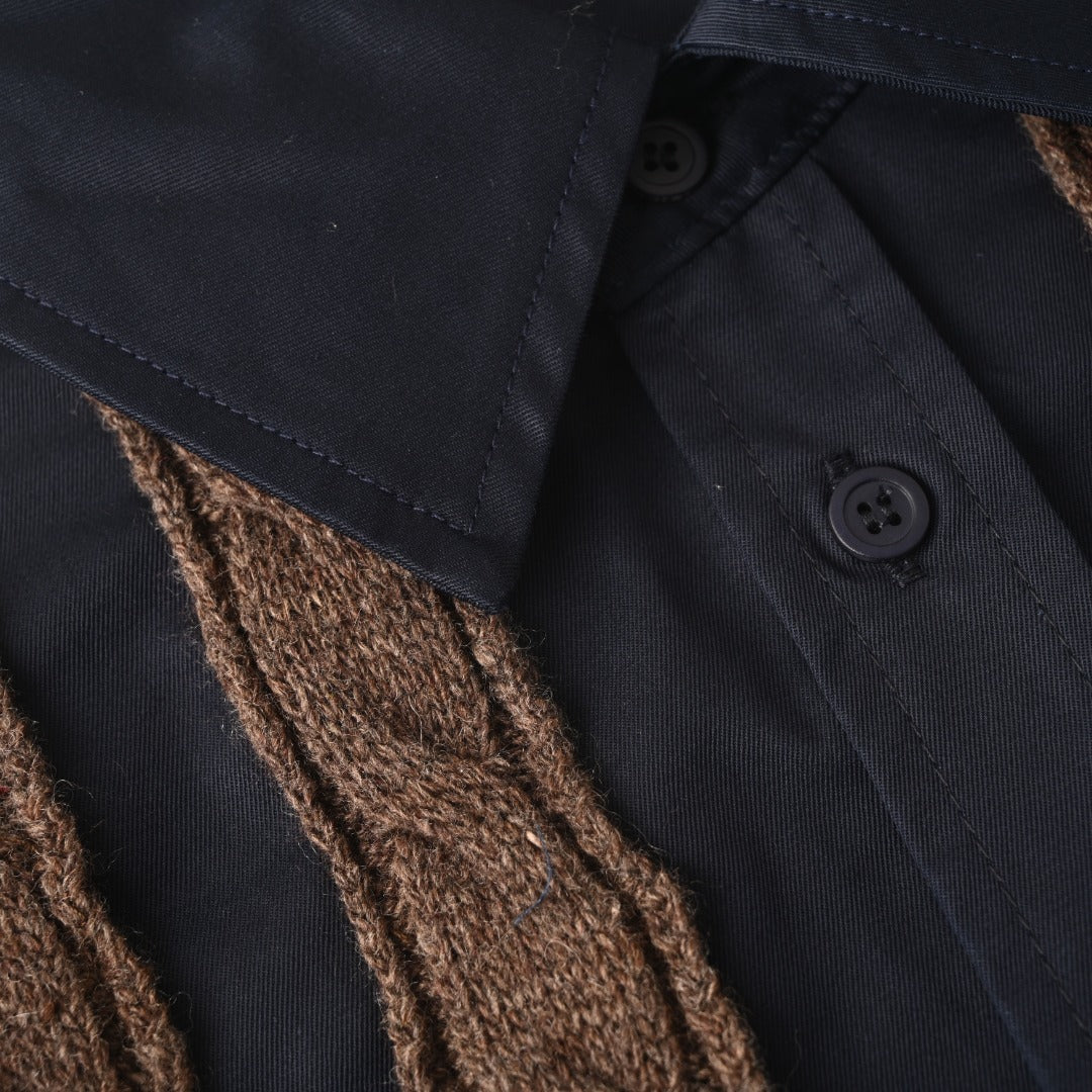 Cable-Knit Hybrid Navy Brown
