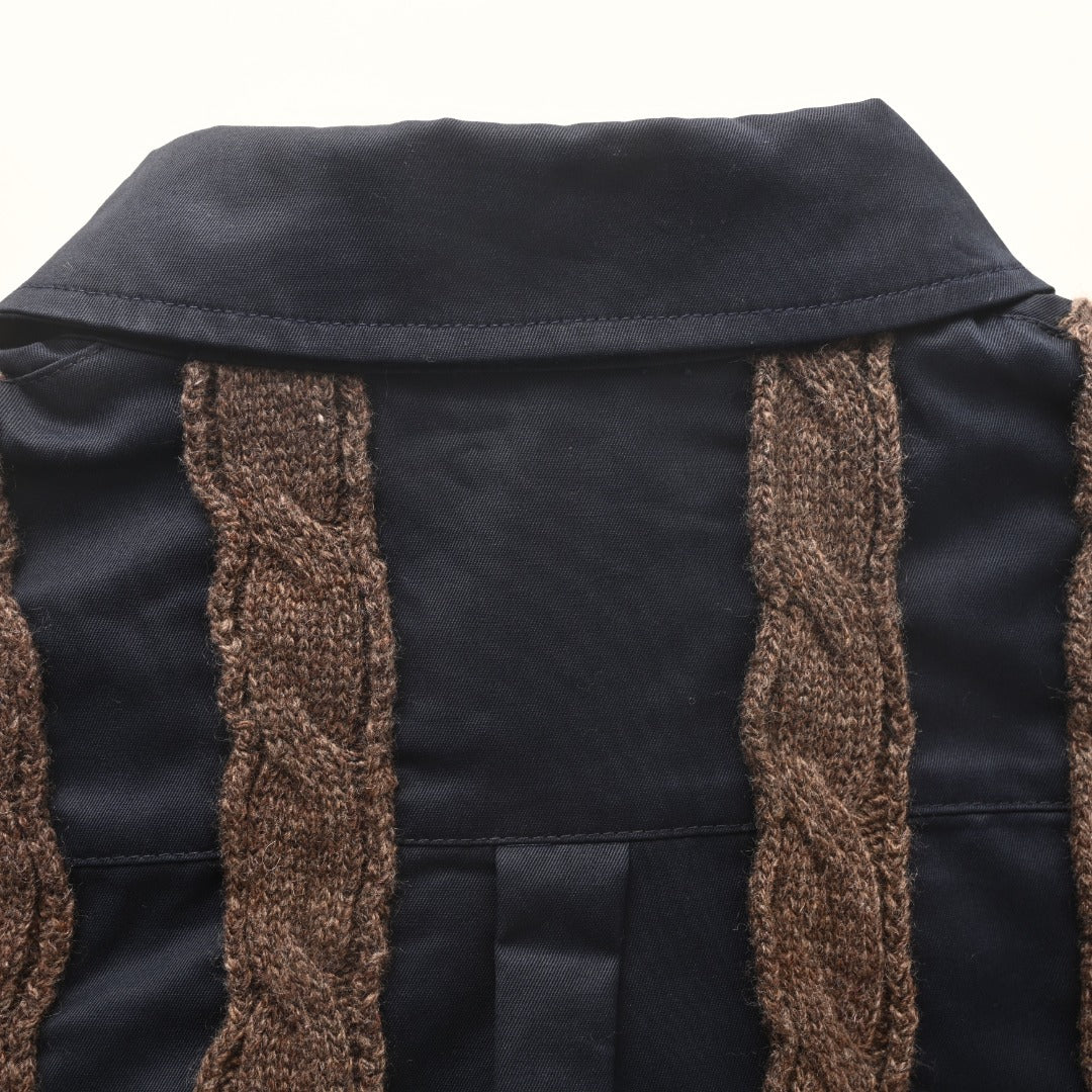 Cable-Knit Hybrid Navy Brown
