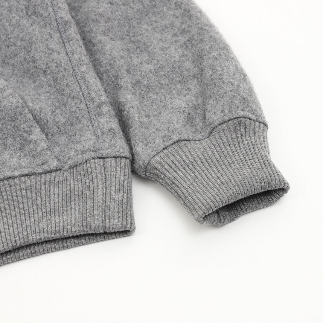 Wool-Blend Fleece Bomber Grey