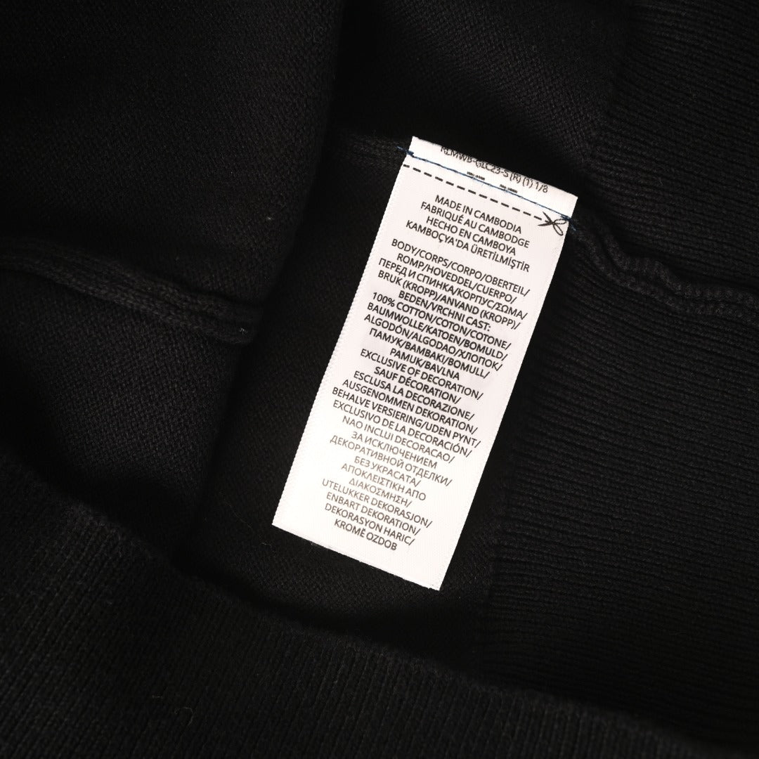 Stretch Cotton-Blend Crewneck Cardigan Polo Black