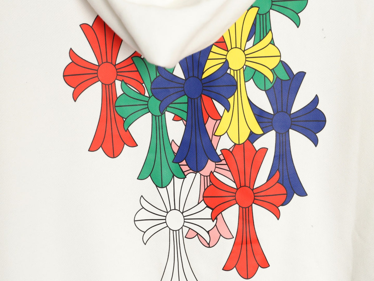 Multicolor Cross Hoodie White
