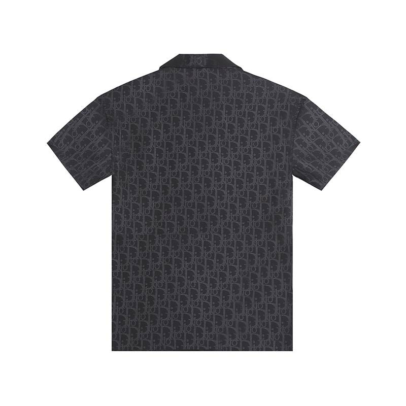 Oblique Monogram Silk Hawaiian Shirt Black