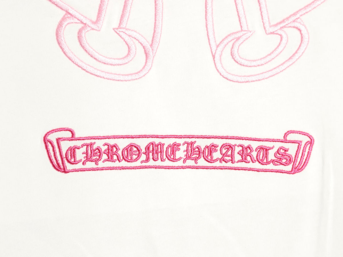 Pink Horseshoe Cross Raglan Long Sleeve T-Shirt Black & White